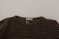 Thumbnail for Chic Black and Brown Crewneck Pullover Sweater