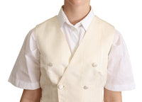 Thumbnail for Beige Silk Blend Sleeveless Vest Luxury Waistcoat