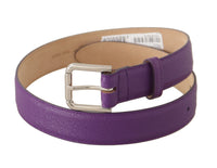Thumbnail for Elegant Purple Leather Belt with Logo Buckle