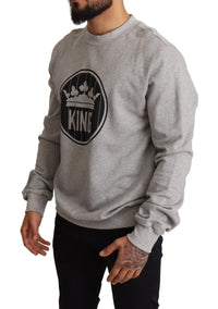 Thumbnail for Regal Crown Cotton Sweater - Sophisticated Gray