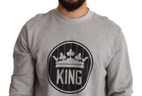 Thumbnail for Regal Crown Cotton Sweater - Sophisticated Gray