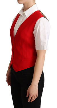 Thumbnail for Elegant Red Leopard Print Sleeveless Vest