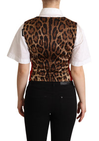 Thumbnail for Elegant Red Leopard Print Sleeveless Vest