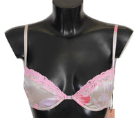 Thumbnail for Chic Pink Lace Silk Blend Push Up Bra
