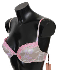 Thumbnail for Chic Pink Lace Silk Blend Push Up Bra
