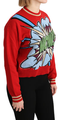 Thumbnail for Radiant Red Cartoon Motive Cashmere Sweater