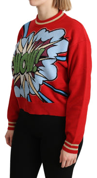 Thumbnail for Radiant Red Cartoon Motive Cashmere Sweater