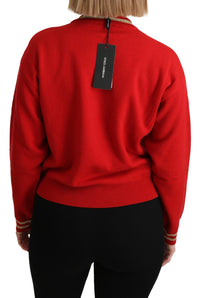 Thumbnail for Radiant Red Cartoon Motive Cashmere Sweater