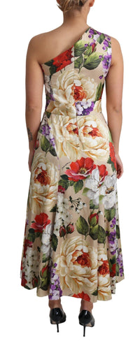 Thumbnail for Elegant One-Shoulder Floral Silk Maxi Dress
