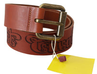 Thumbnail for Chic Brown Leather Logo Waist Belt