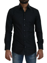 Thumbnail for Black Cotton Slim Fit Dress Shirt