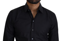 Thumbnail for Black Cotton Slim Fit Dress Shirt