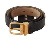 Thumbnail for Elegant Black Leather Belt with Engraved Buckle