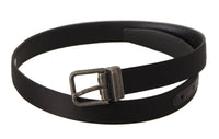 Thumbnail for Elegant Black Leather Belt with Metal Buckle