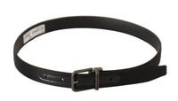 Thumbnail for Elegant Black Leather Belt with Metal Buckle