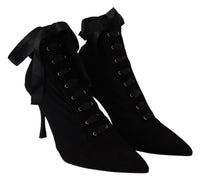 Thumbnail for Elegant Black Ankle Heel Boots with Leather Sole