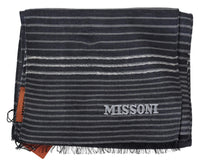 Thumbnail for Elegant Wool-Silk Striped Scarf