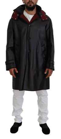 Thumbnail for Elegant Hooded Parka Coat in Black and Bordeaux