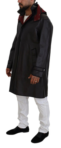 Thumbnail for Elegant Hooded Parka Coat in Black and Bordeaux