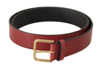 Thumbnail for Elegant Red Leather Belt with Engraved Buckle