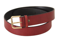 Thumbnail for Elegant Red Leather Belt with Engraved Buckle