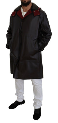 Thumbnail for Elegant Hooded Parka Coat in Black and Bordeaux