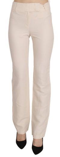 Thumbnail for Elevated White High Waist Flared Trousers