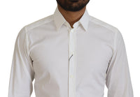 Thumbnail for White Cotton Slim Fit Formal Dress GOLD Shirt