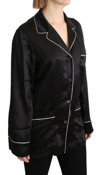 Thumbnail for Elegant Silk Black Button-Up Blouse