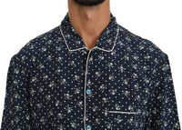 Thumbnail for Silken Elegance: Blue Skull Print Lounge Shirt
