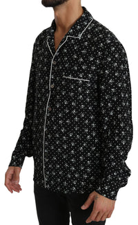 Thumbnail for Elegant Silk Pajama Shirt with Skull Print
