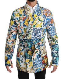 Thumbnail for Multicolor Majolica Robe Jacket Coat