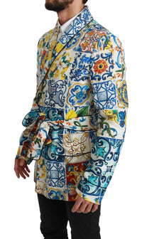 Thumbnail for Multicolor Majolica Robe Jacket Coat