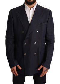 Thumbnail for Elegant Dark Blue Double-Breasted Blazer