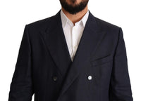 Thumbnail for Elegant Dark Blue Double-Breasted Blazer