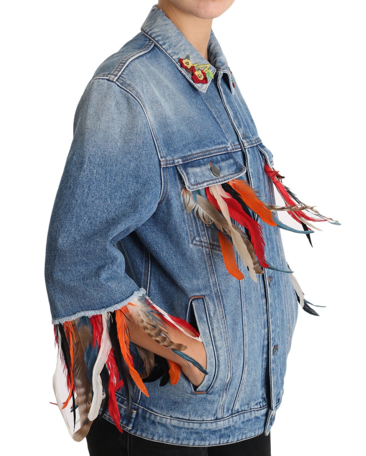 Floral Embroidered Denim Elegance Jacket