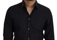 Thumbnail for Black Cotton Slim Fit Formal Dress GOLD Shirt