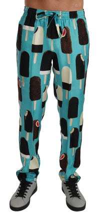 Thumbnail for Sumptuous Silk Lounge Pants with Ice-Cream Print