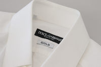 Thumbnail for White Cotton Slim Fit Formal Dress GOLD Shirt