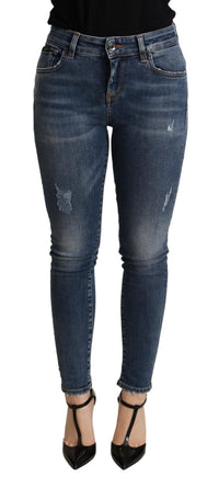 Thumbnail for Elegant Mid Waist Skinny Blue Jeans