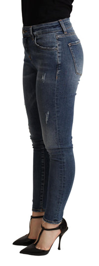 Thumbnail for Elegant Mid Waist Skinny Blue Jeans