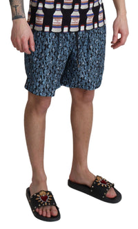 Thumbnail for Chic Blue Drawstring Swim Trunks