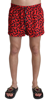 Thumbnail for Radiant Red Drawstring Swim Trunks