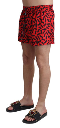 Thumbnail for Radiant Red Drawstring Swim Trunks