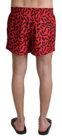 Thumbnail for Radiant Red Drawstring Swim Trunks