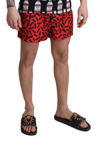 Thumbnail for Radiant Red Drawstring Swim Trunks