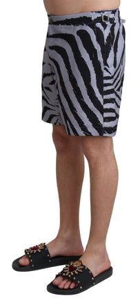 Thumbnail for Elegant Gray Zebra Print Swim Trunks