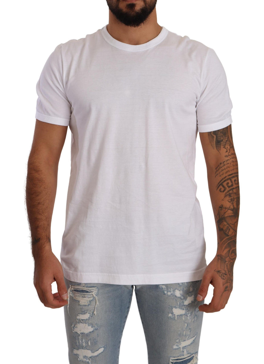 Elegant White Cotton Crewneck Tee