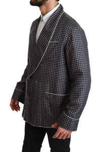 Thumbnail for Elegant Navy Silk Double Breasted Coat