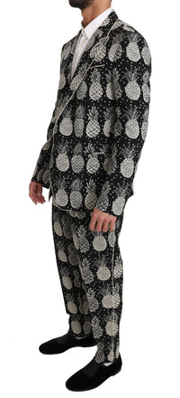 Thumbnail for Chic Black Pineapple Print Wool Suit